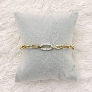 NIB Affinity Diamonds Gold Plated Sterling Silver Diamond Pave Link Bracelet